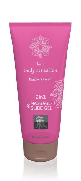 Лубрикант и массажное масло 2 в 1 Massage-& Glide gel 2in1 Raspberry scent,200 мл