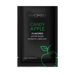 Пробник лубриканта Wicked Aqua Candy Apple (яблоко в карамели) на водной основе, 3 мл