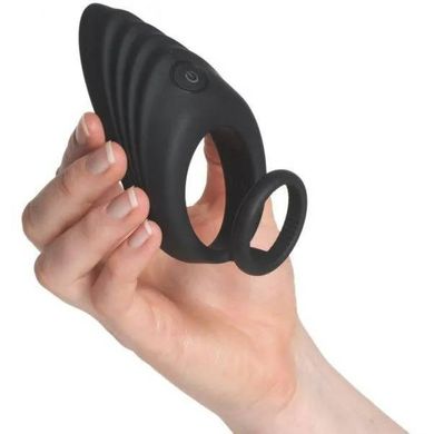 Вибро-эрекционное кольцо Nexus Enhance с петлей на мошонку, с рельефным стимулятором, черное