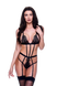 Боді, S/M, мереживне, з тримачами для панчіх, чорне Baci Lingerie