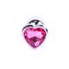 Анальная пробка с камнем Plug-Jewellery Silver Heart PLUG- Pink размер S