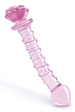 Спиральный фаллоимитатор для точки G из стекла Dream Toys Glaze Glass в форме бутона розы