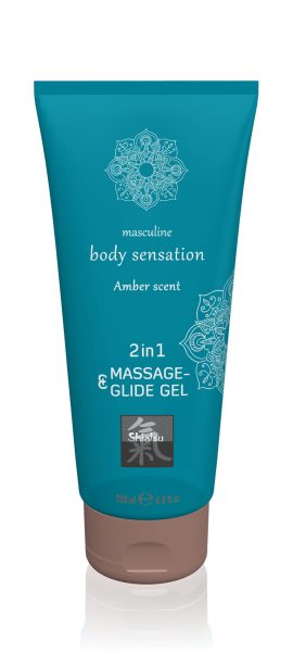 Лубрикант и массажное масло 2 в 1 Massage-& Glide gel 2in1 Amber scent 200 мл