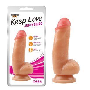 Фалоімітатор&nbsp;реалістичний з мошонкою Chisa Keep&nbsp;Love&nbsp;Juicy&nbsp;Dildo на присосці, бежевий