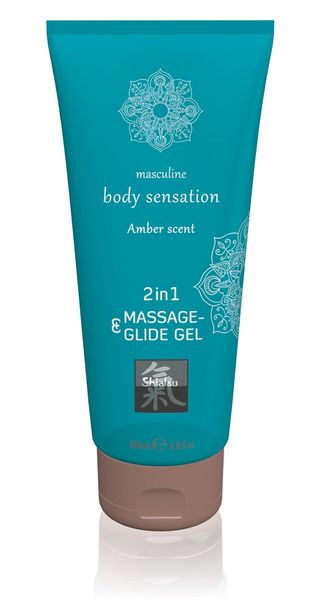 Лубрикант и массажное масло 2 в 1 HOT SHIATSU Massage-& Glide gel 2in1 Amber scent, 200 мл