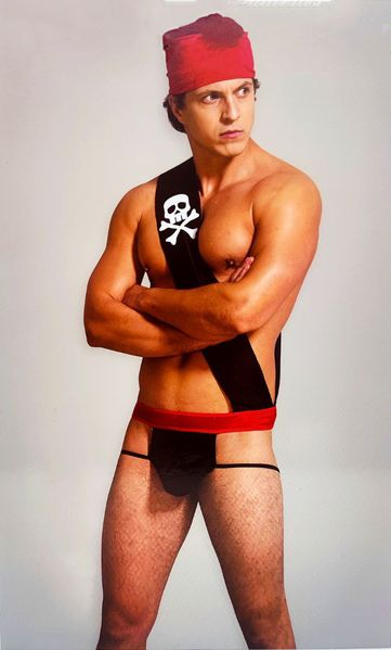 Мужской игровой костюм пирата 2 предмета O/S черный + красный Sunspice