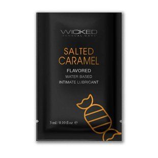 Пробник лубриканта Wicked Aqua Salted Caramel (солёная карамель) на водной основе, 3 мл