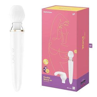 Смарт массажер-микрофон Satisfyer Double Wand-er Connect App белый