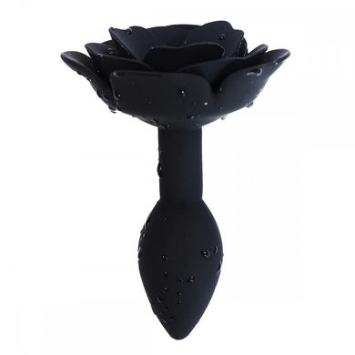Анальная пробка в форме розы, силикон, черная, 7 х 2.7 см