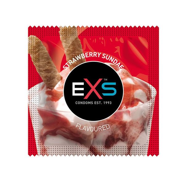 Презерватив EXS із смаком полуниці Flavoured strawberry sundae Веган за 5 шт.