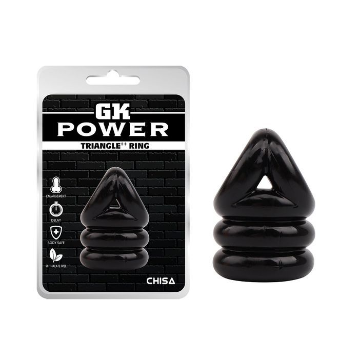 Ерекційне&nbsp;кільце&nbsp;Chisa GK Power Triangle++&nbsp;Ring з утяжкою на мошонку, чорне