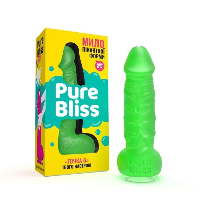 Мило член Pure Bliss MINI на присосці, зелене, 15 см