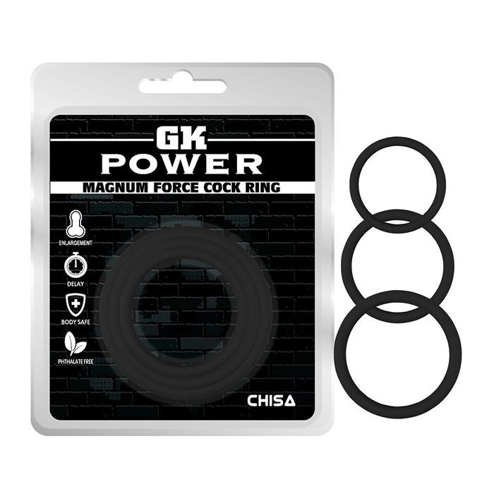 Набор эрекционных колец Chisa GK Power с разным диаметром, черный
