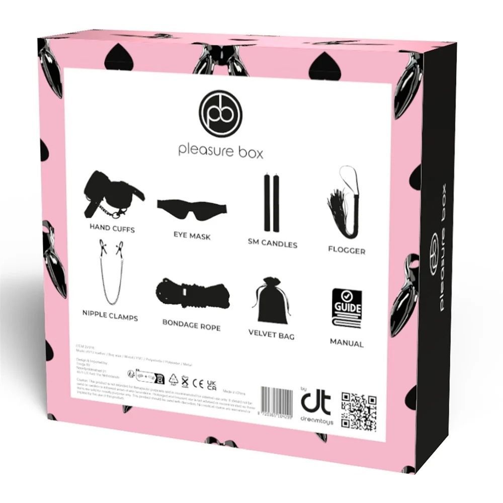 Набір БДСМ Pleasure Box Lets Go Kink: наручники, маска, флогер, затискачі, мотузка, свічки, 7 предметів