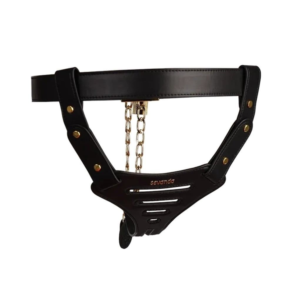 Пояс верности Lockink Sevanda Beg & Ask Chastity Pants с поводком и анальной пробкой, L