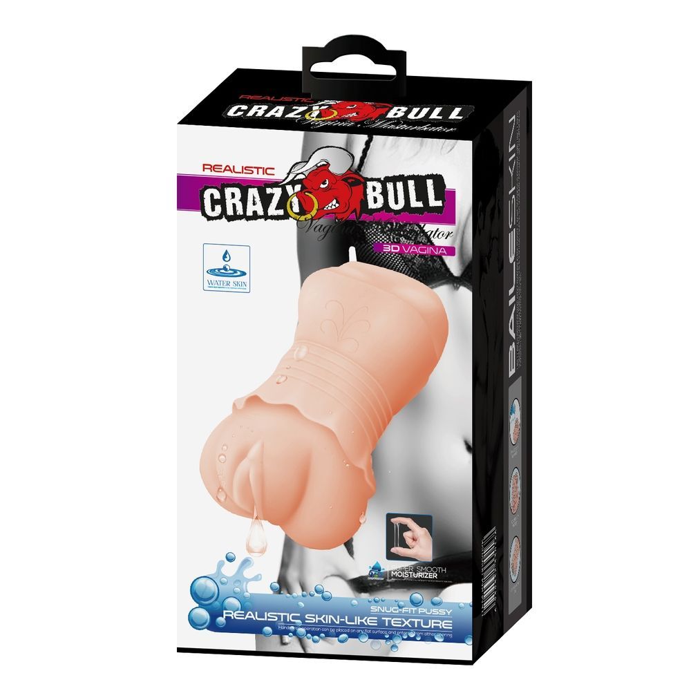 Реалістичний мастурбатор вагіна Crazy Bull із кібершкіри, 15&times;7 см