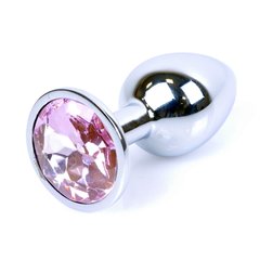 Анальная пробка с камнем Plug-Jewellery Silver PLUG- Rose размер S