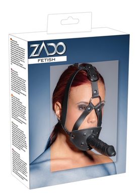 Маска с кляпом и фаллоимитатором ZADO Leather Head Harness with Dildo