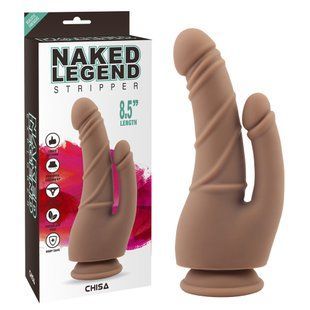 Фаллоимитатор&nbsp;двойной&nbsp;на&nbsp;присоске&nbsp;Chisa Naked&nbsp;Legend&nbsp;Stripper&nbsp;8.5 бежевый