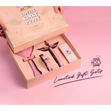 Подарочный набор BDSM итальянская кожа розовый Upko lovely kinky Puppy set