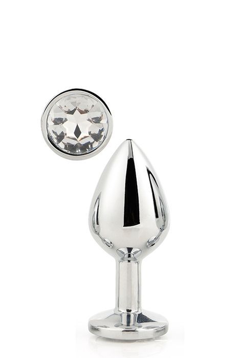 Dt21786 анальна пробка з каменем GLEAMING LOVE SILVER PLUG MEDIUM