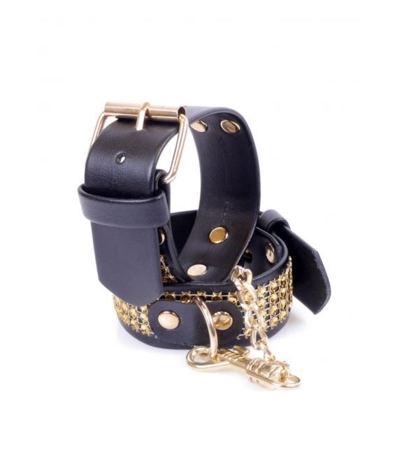 Наручники Fetish Boss Series Handcuffs with cristals 3 cm Gold