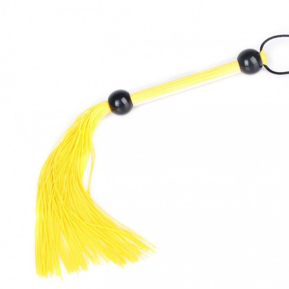 Кнут желтый DS Fetish FLOGGER с прозрачной ручкой, 39 см