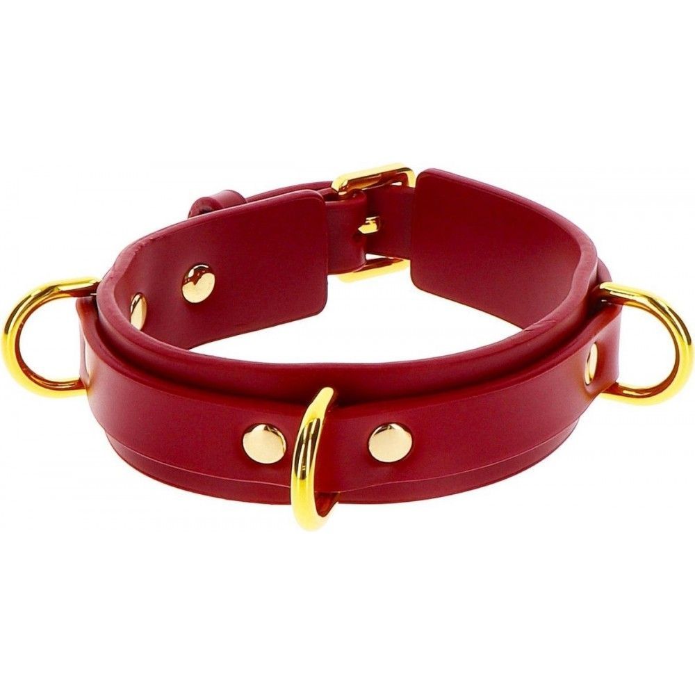 Ошейник с наручниками Taboom Bondage in Luxury красный с золотой фурнитурой