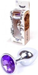 Анальная пробка с камнем Plug-Jewellery Silver PLUG- Purple размер S