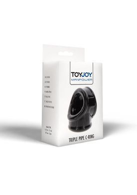 Потрійне ерекційне кільце Toy Joy Manpower Triple Pipe чорне