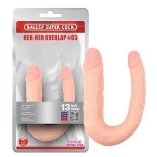 Фаллоимитатор&nbsp;двойной&nbsp;Chisa&nbsp;Ballsy Super Cock Her-Her&nbsp;Overlap&nbsp;#03, бежевый