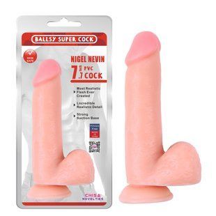 Фаллоимитатор&nbsp;на&nbsp;присоске&nbsp;Chisa Ballsy Super Cock 7.7 с яичками, бежевый