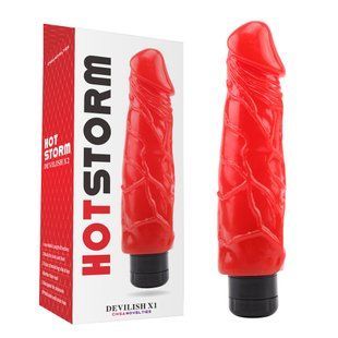 Вибратор&nbsp;гелевый Chisa HotStorm&nbsp;Devilish&nbsp;X1 на батарейках, красный