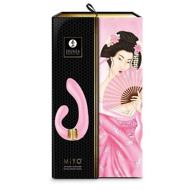 Вагинально-клиторальный вибратор Shunga Miyo нереалистичный, розовый, 18.5 х 3.7 см
