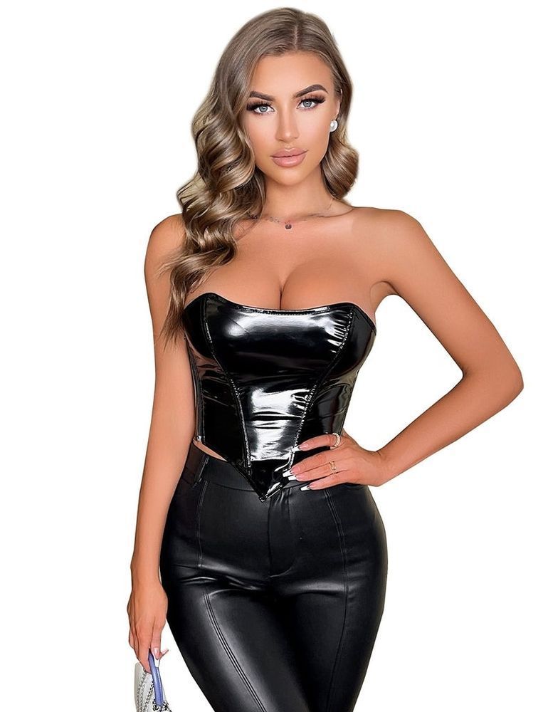 Корсет из искусственной кожи Star Night с трусиками, черный, XL (без коробки)