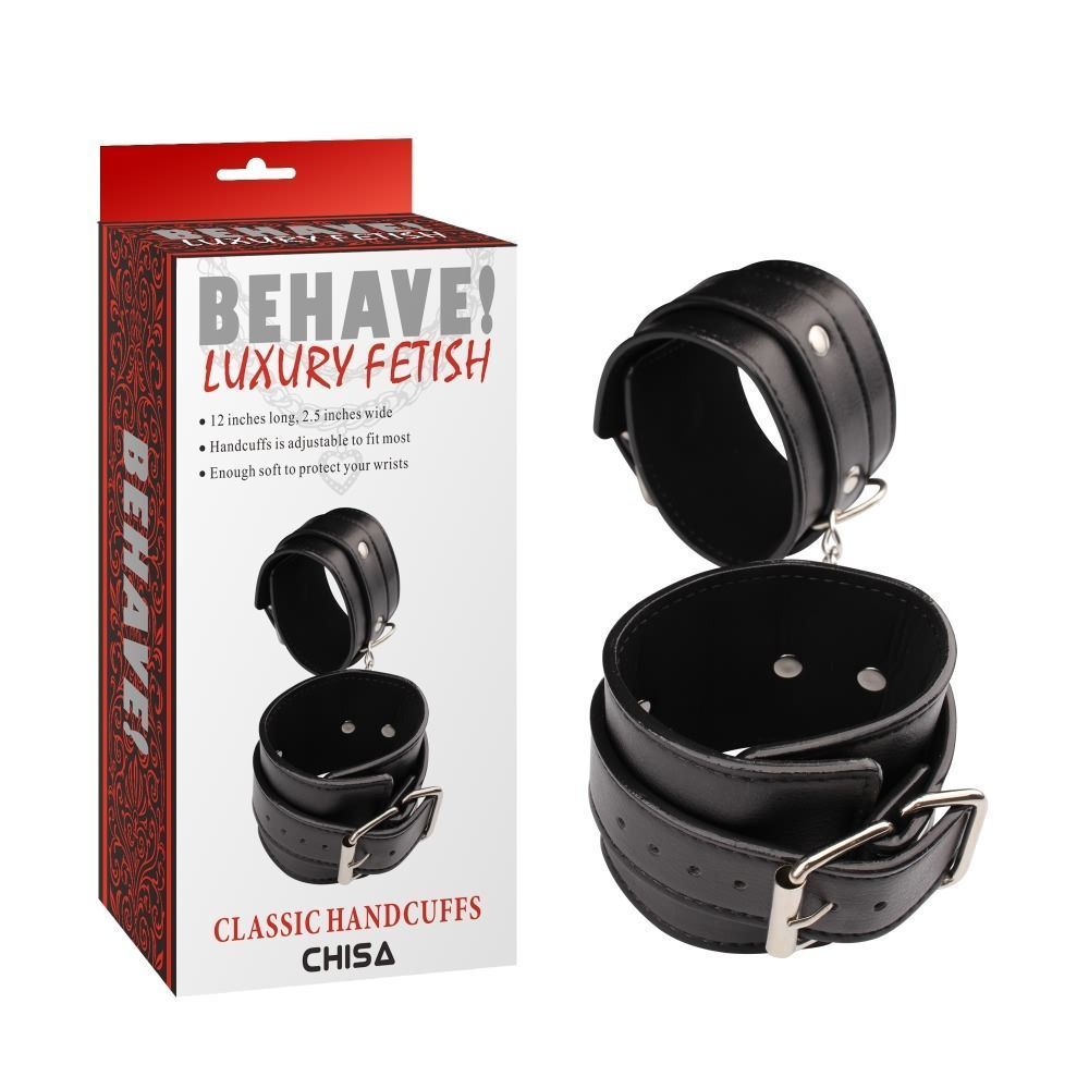 Наручники&nbsp;класичні Chisa Behave&nbsp;Luxury&nbsp;Fetish зі шкірозамінника, чорний