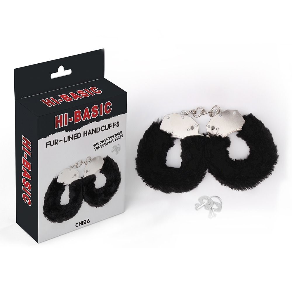 Наручники&nbsp;металлические&nbsp;Chisa Hi-Basic Fur-lined&nbsp;Handcuffs с&nbsp;черным мехом
