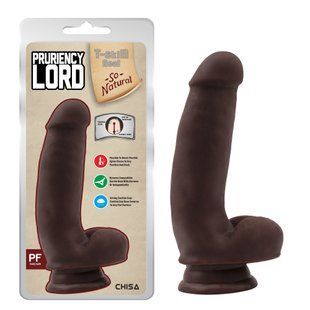 Фаллоимитатор&nbsp;Chisa T-skin ReaL Pruriency&nbsp;Lord с мошонкой на присоске, коричневый