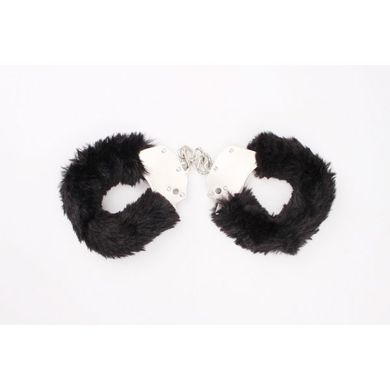 Наручники метал з хутром чорні Fur-lined Handcuffs Hi-Basic Chisa, Черный