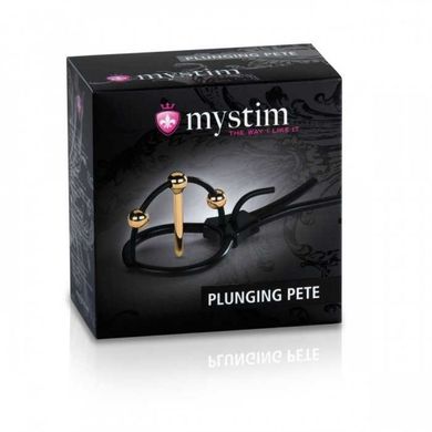 Ласо на пеніс з уретральним катетером і електростимуляцією MYSTIM-Mystim Plunging Pete, Черный