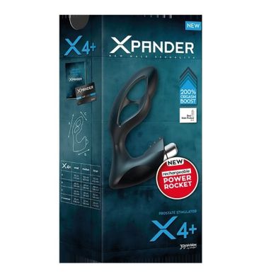 Массажер простаты размер L, XPANDER X4+ rechargeable PowerRocket, черный, 11.5 см
