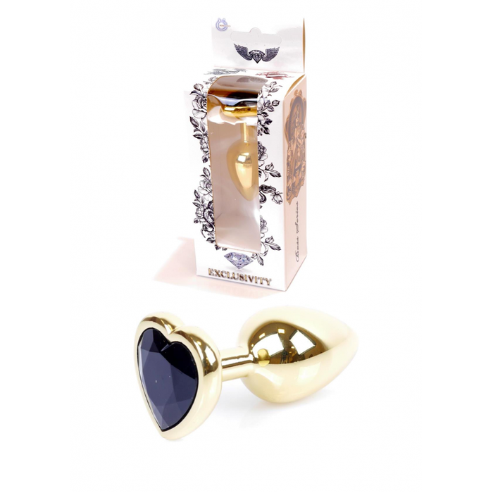 Анальна пробка з каменем у формі серця Black Jewellery