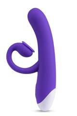 Подвійний вібратор з технологією пульсації повітря Blush Oh Bunny, фіолетовий, 19.6 х 3.1 см