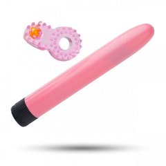 Набор Sex Toys Классический Вибромассажер + Эрекционное Кольцо, Pink