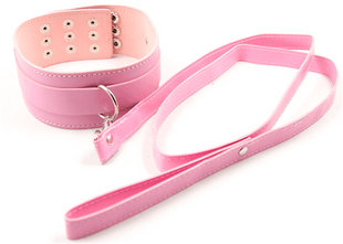 Нашийник з повідцем DS Fetish Collar with leash pink metal