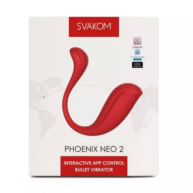 Виброяйцо с подключением к приложению, интерактивное Svakom Phoenix Neo 2 красное, 11.8 х 3 см