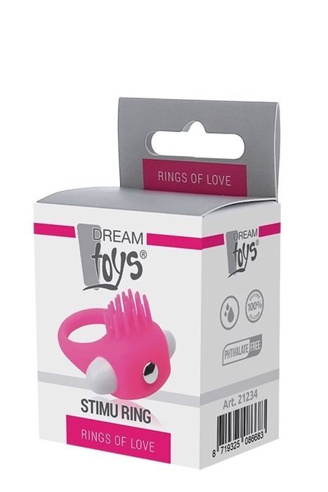 Эрекционное вибрационное кольцо с усиками Dream Toys Rings of Love розовое