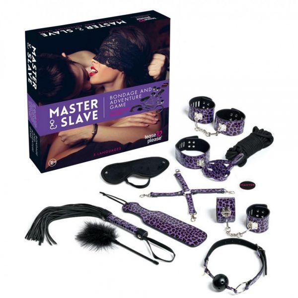 F61278 Набор&nbsp;БДСМ&nbsp;10&nbsp;шт&nbsp;Master&nbsp;&&nbsp;Slave&nbsp;BDSM&nbsp;Kit&nbsp;tijgerprint&nbsp;Purpel
