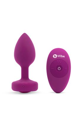 Анальная пробка с вибрацией B-Vibe Vibrating Jewel Plug S/M Pink Ruby, силиконовая, розовая
