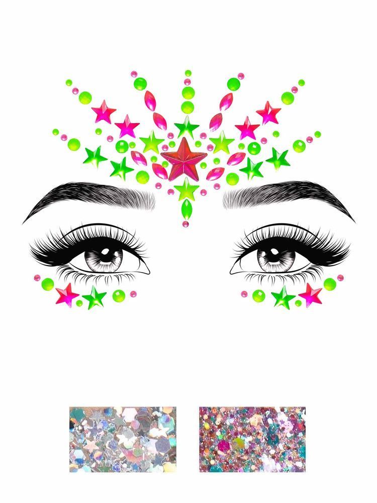 Наклейка із коштовностями Leg AvenueVibe Neon Face jewels sticker O/S
